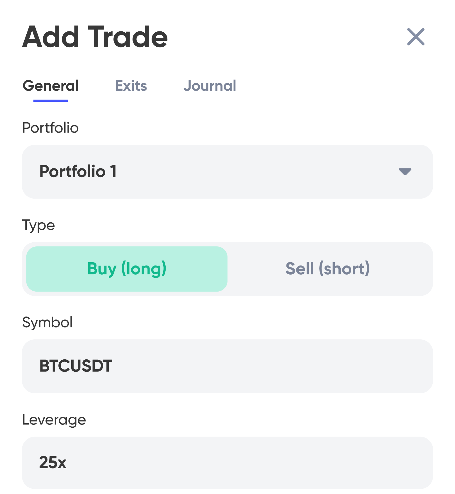 Example of a Paper Trade being added.