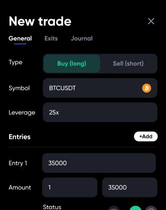 Example of a Paper Trade being added.
